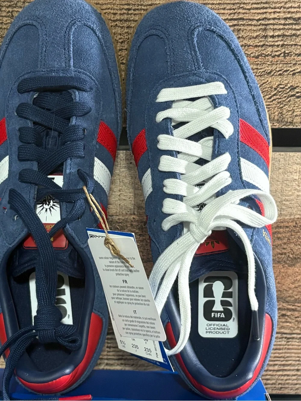 adidas Samba - Navy, Red & White FIFA World Cup edition. 5.5 men’s, 6.5 women’s